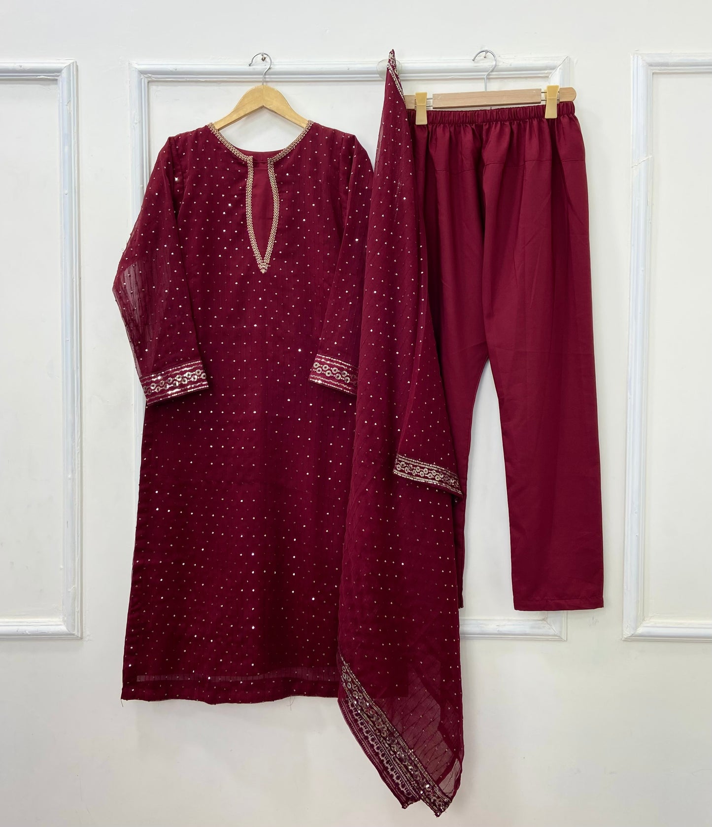 Anarkali Embroidered 3PC (Premium Chiffon) D-415