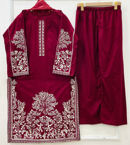 Embroidered Long | 3PC Cotton D-637