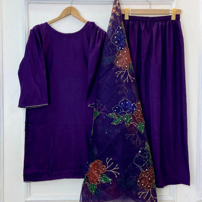 Hand-Painted Diva Beauty 3PC (Raw Silk) D-354