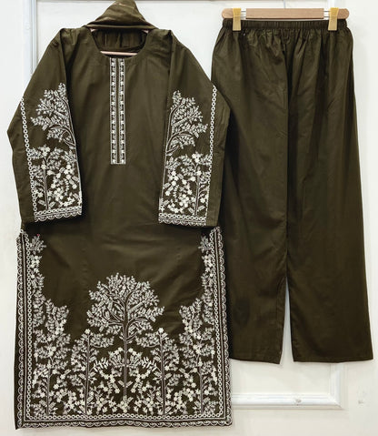 Embroidered Long | 3PC Cotton D-637