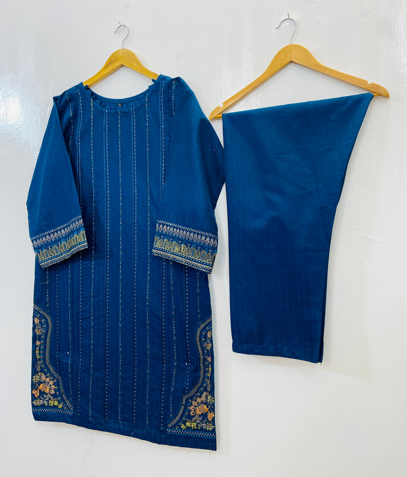 Elegant Embroidered 2PC (Self Cotton) D-94
