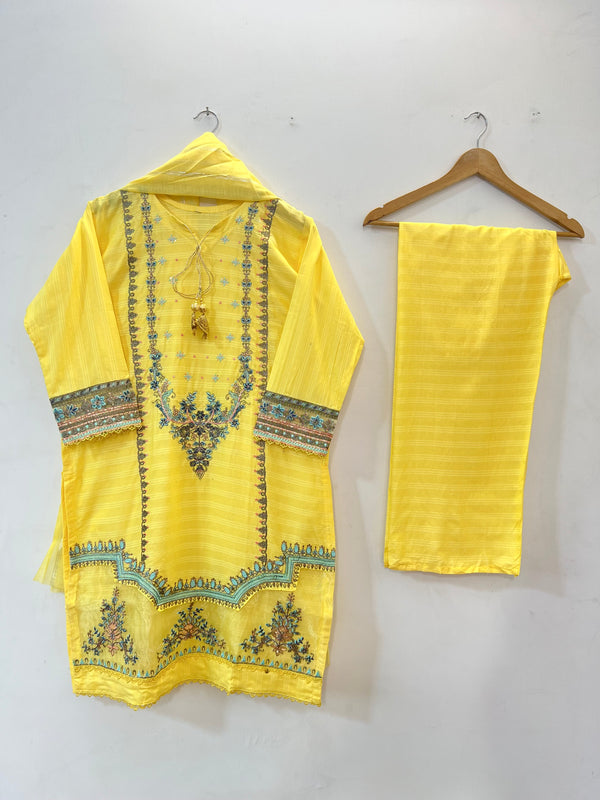 Embroidered 3PC (Cotton Lawn) 03-Yellow