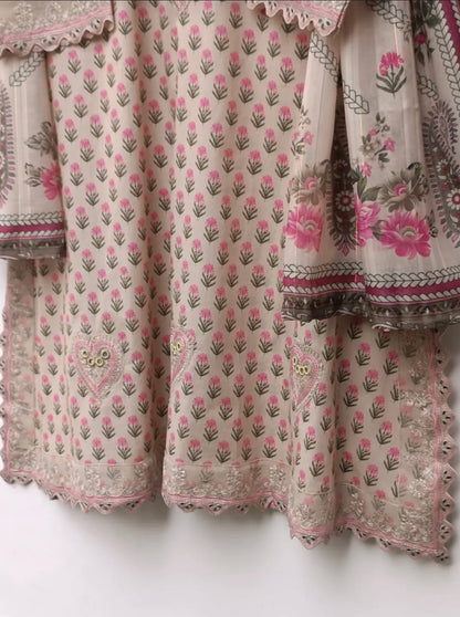 Eid Flared Frock (Premium Lawn)  3PC
