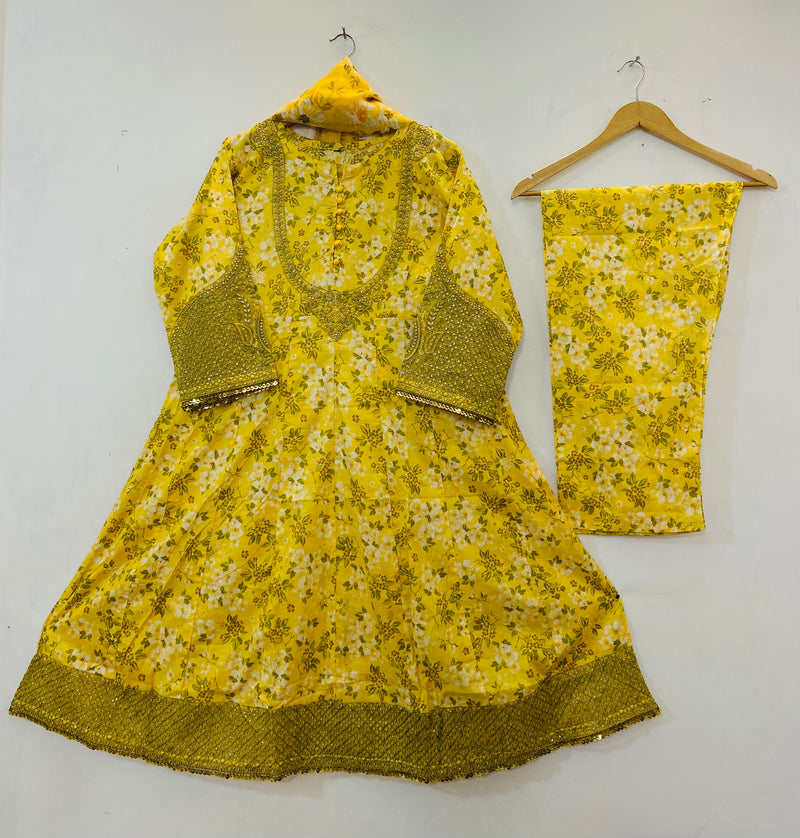 Anarkali Style 3PC Frocks (Lawn) D-65