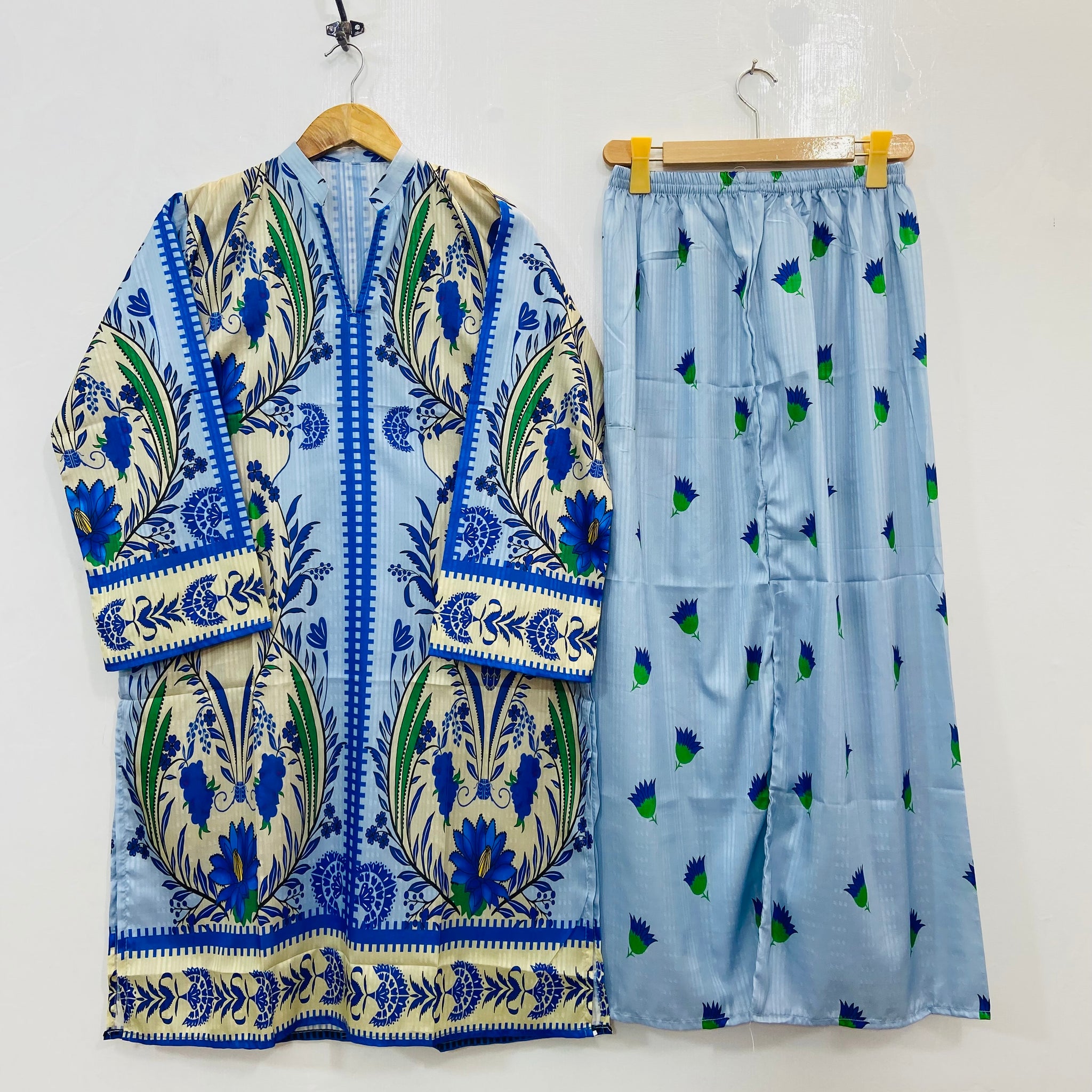 Blue Garden Co-Ord Set (Swiss Silk) D-133