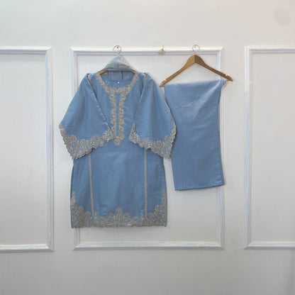 Front Back Cutwork Embroidered 3PC (Khaddar) D-327
