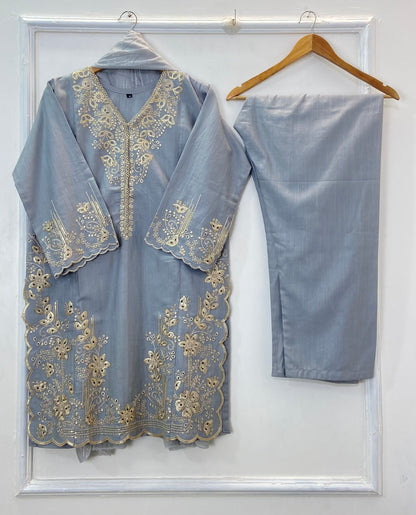 Richly Embroidered Luxe 3PC (Khaddar) D-276