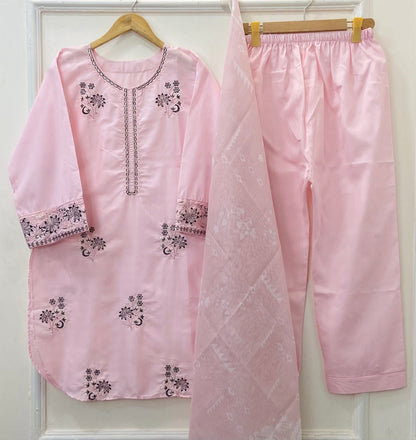 Aurora Embroidered 3PC (Premium Cotton) D-387