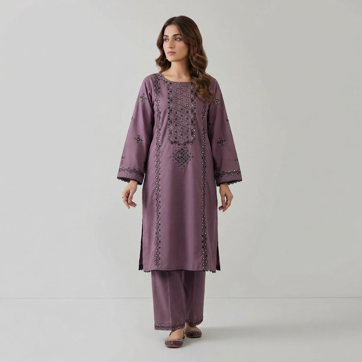Sequins Embroidered | 2PC Cotton D-569