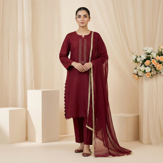 Surkhi | 3PC Raw Silk D-585