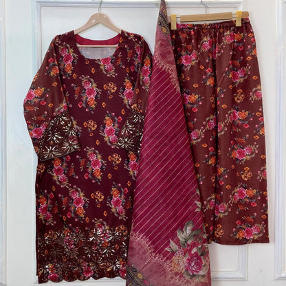 Sequins Embroidered Series: 3PC (Bana Dora Silk) D-364
