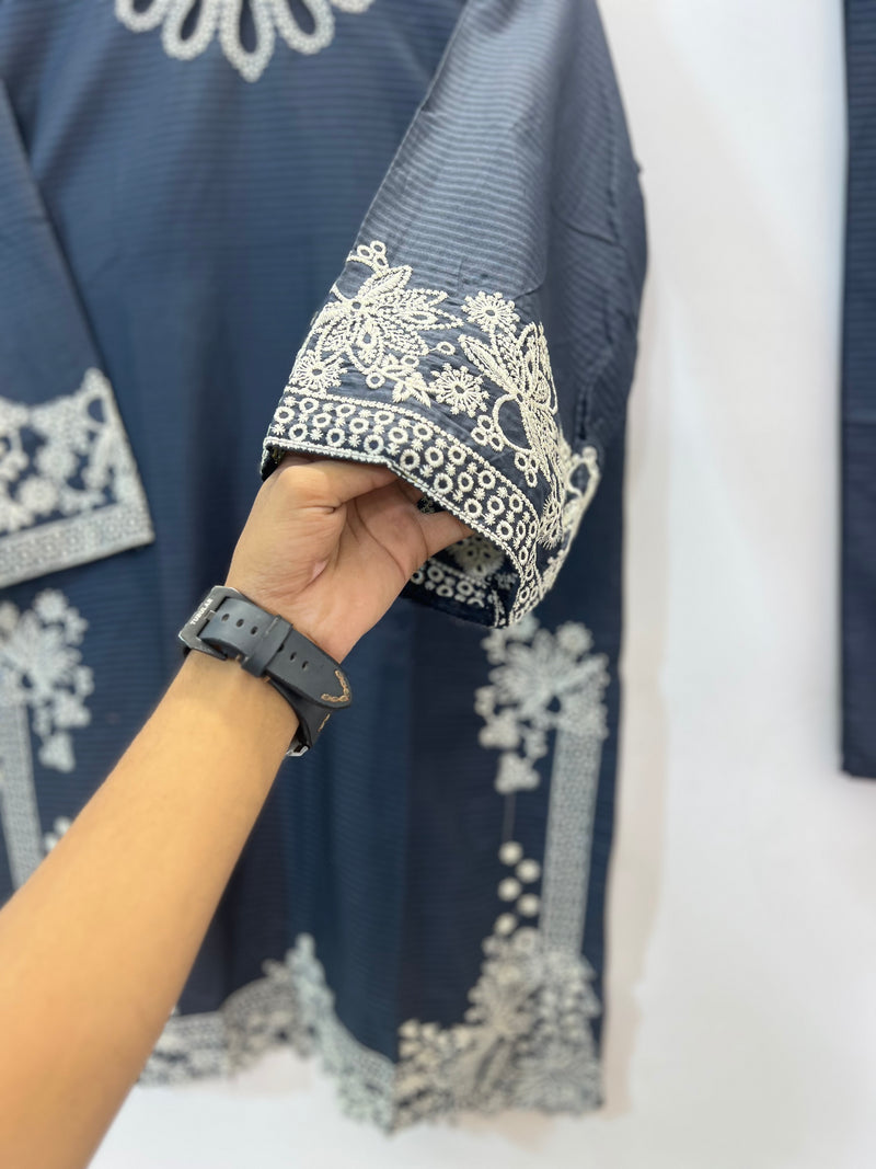 Cotton Cutwork 2PC 09-Grey