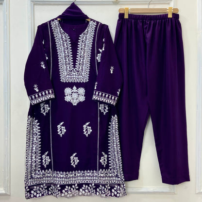 Afroze Embroidered 3PC (Chiffon) D-385