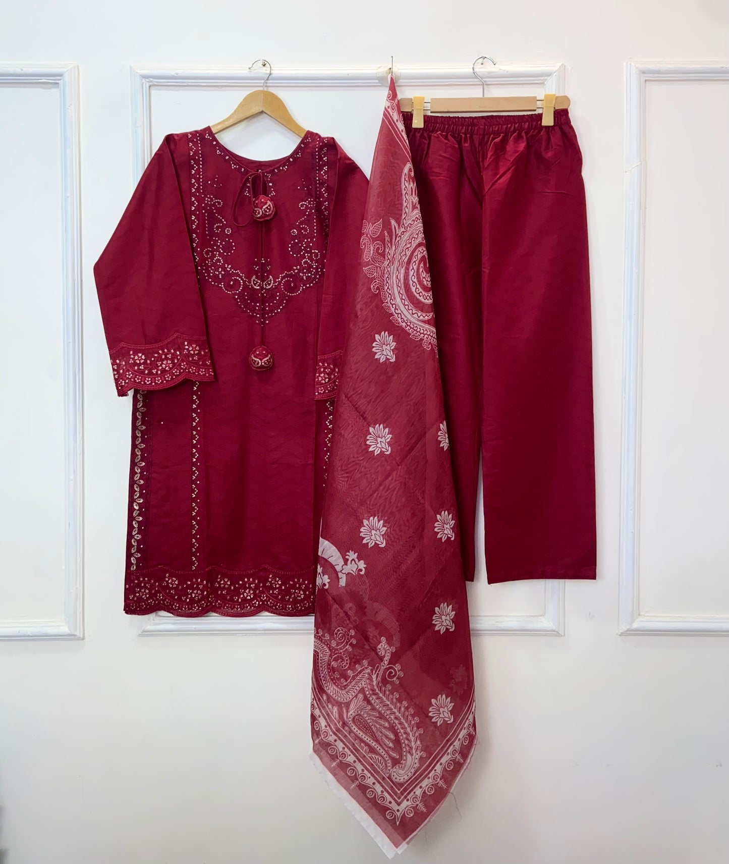 Eid Luxe Embroidered 3PC (Premium Cotton) D-365