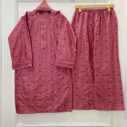 Tulip Embroidered Beauty 3PC (Premium Cotton) D-382