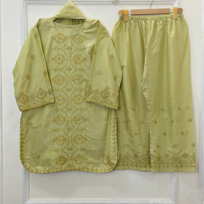 Embroidered 3PC (Premium Cotton) D-393