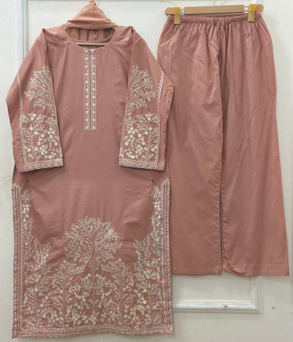 Embroidered Long | 3PC Cotton D-637