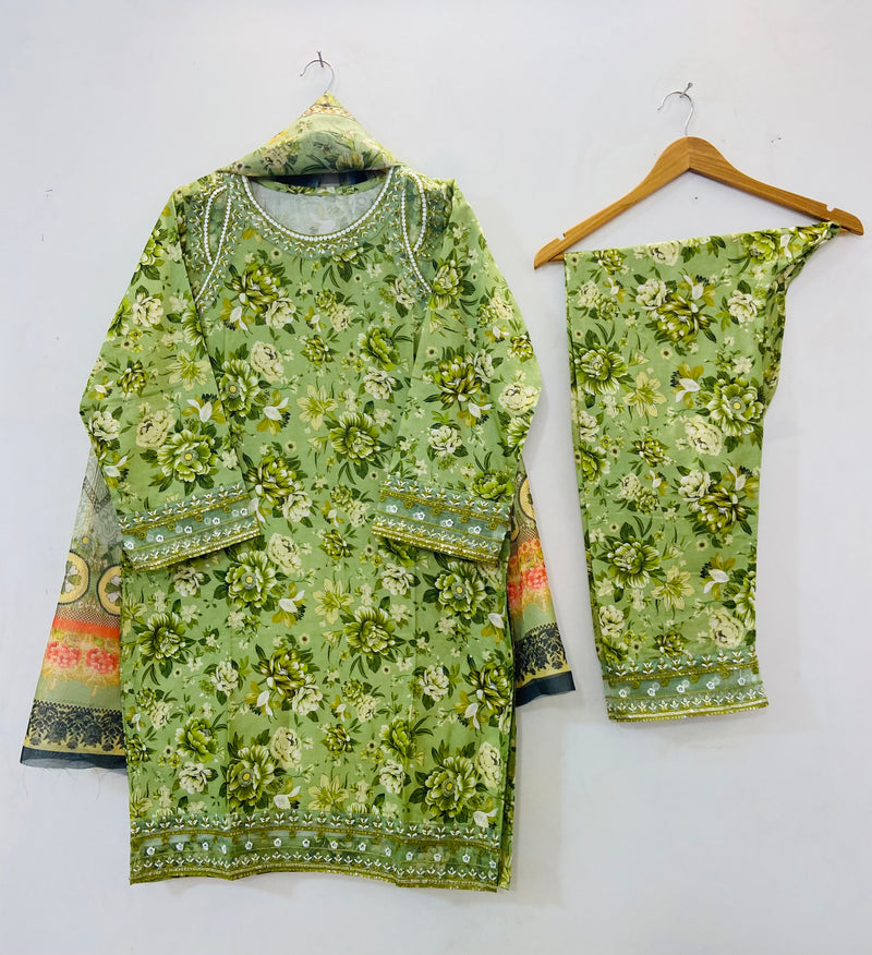 Embroidered Luxury Touch 3PC (Lawn Best Selling) D-56