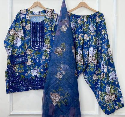 Graceful Embroidered 3PC (Bana Dora Silk) D-453
