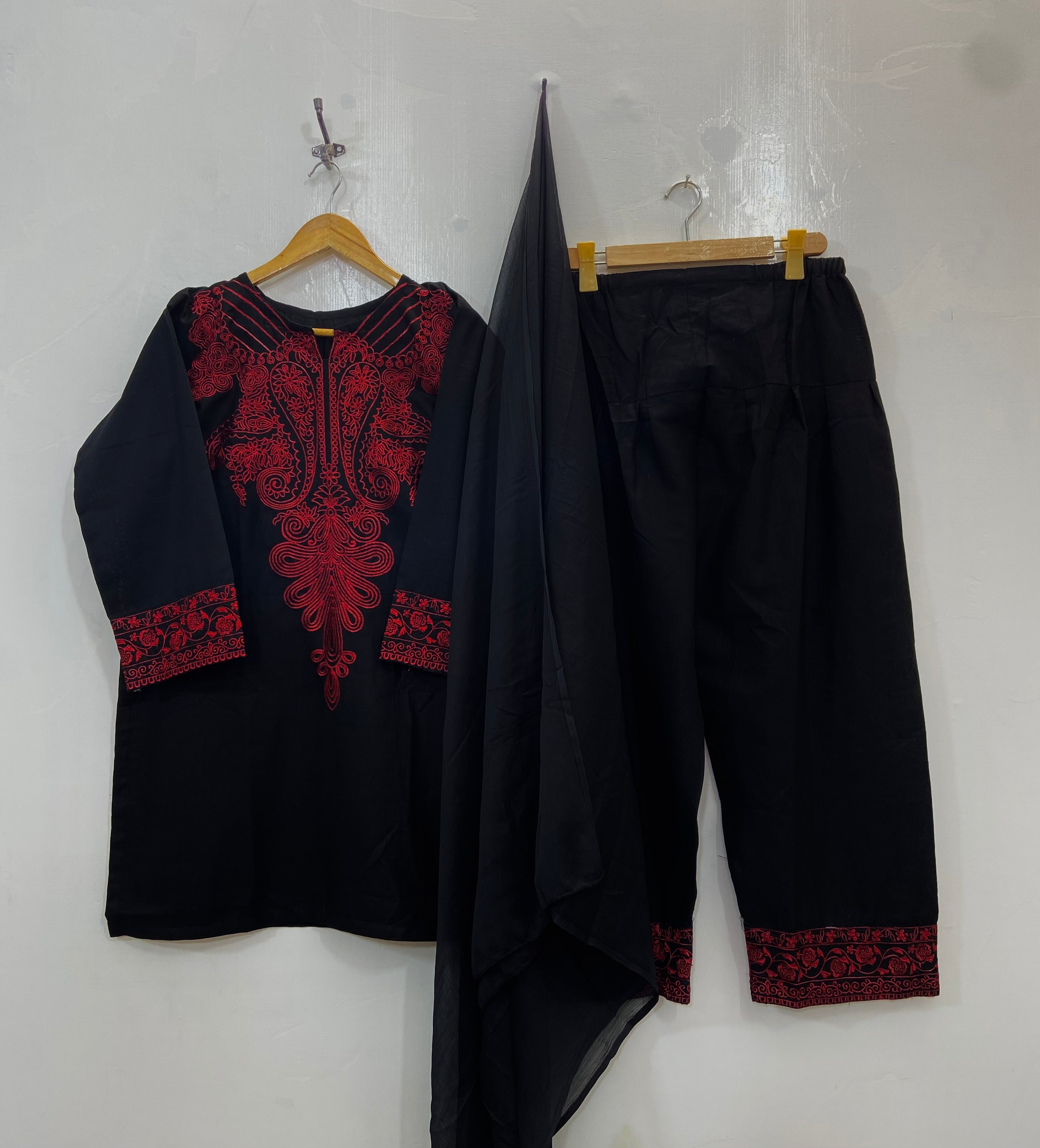 Midnight Red Secret 3PC (Khaddar) D-121