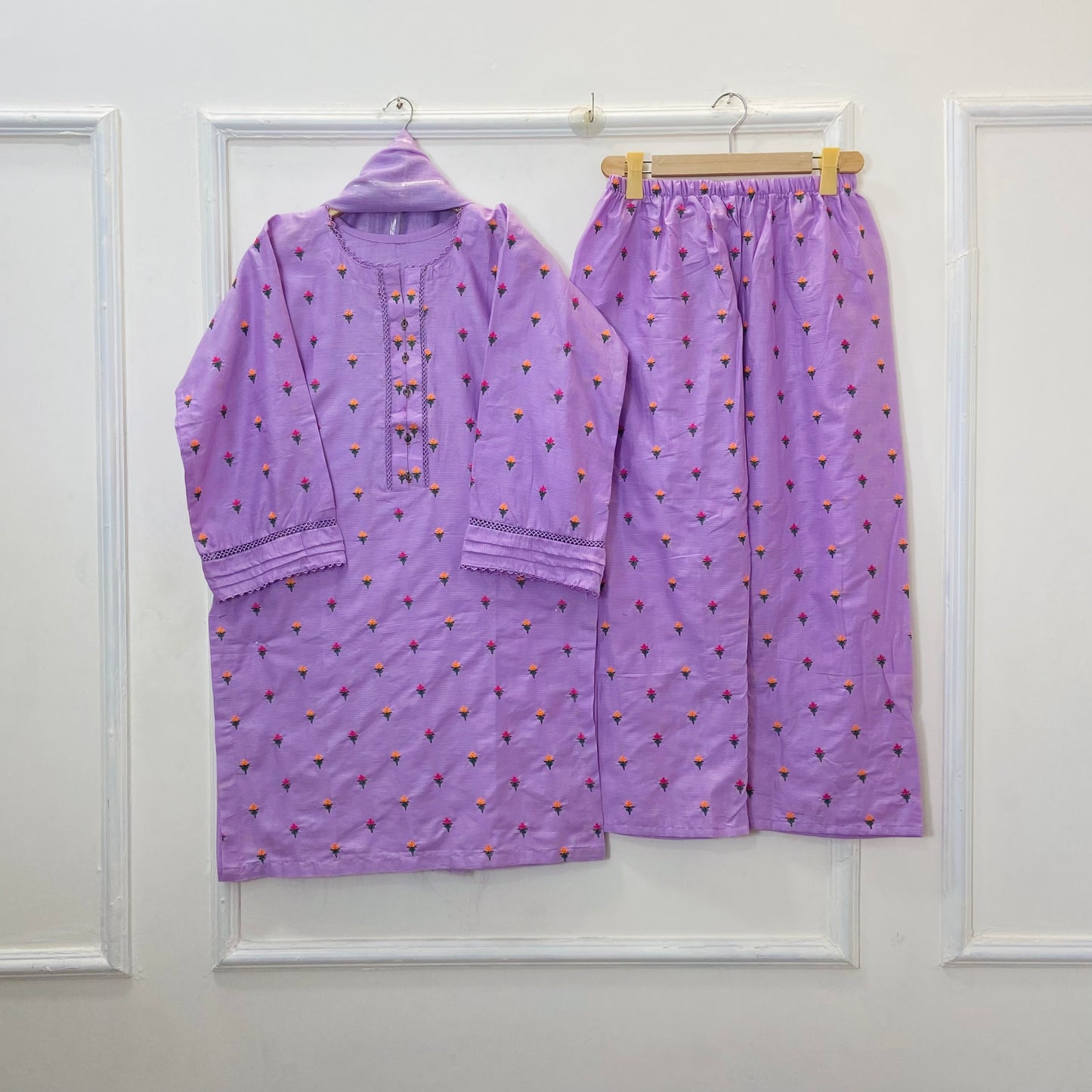 Tulip Embroidered Beauty 3PC (Premium Cotton) D-382