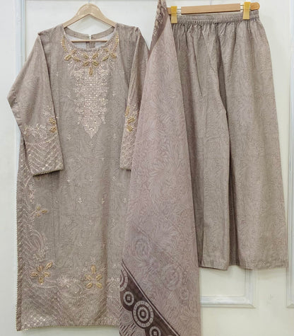 Purely Beige 3PC (Lawn) D-527