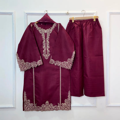 Rich Cutwork Embroidered 3PC (Premium Cotton) D-375