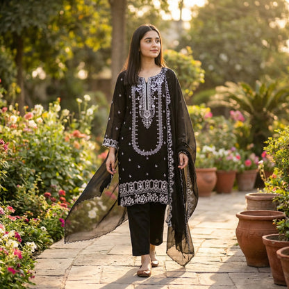 Long Embroidered | 3PC Cotton D-591
