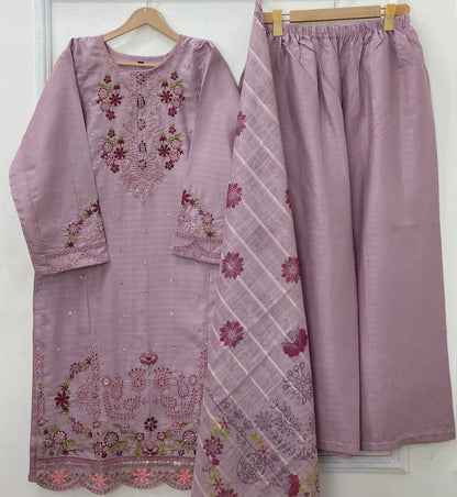 Long-Embroidered 3PC (Premium Cotton) D-439
