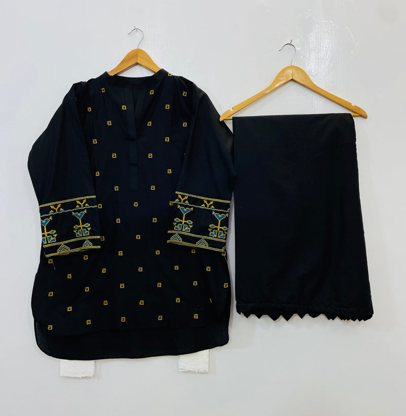 Cross Stitch Embroidered Co-Ord Set (Cotton) D-87