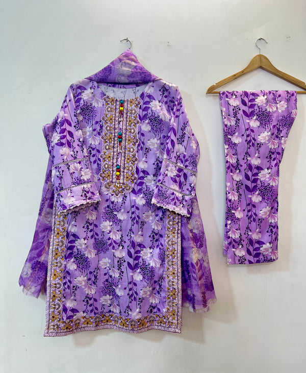 Embroidered 3PC (Lawn) 02-Lavender