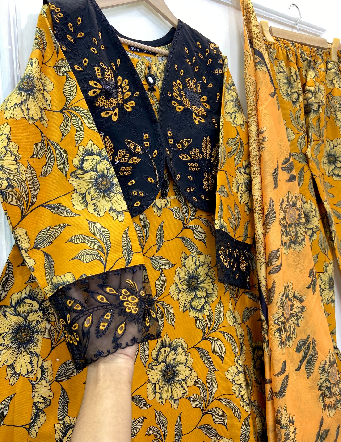 Eid Embroidered Frock 3PC (Premium Cotton) D-457