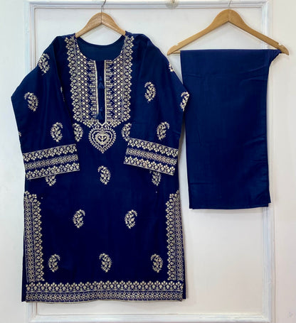 Chic Long Embroidered 2PC (Khaddar) D-304