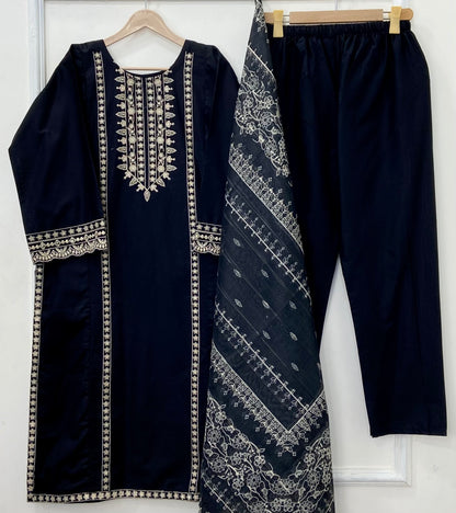 Eid Edit: Embroidered 3PC (Premium Cotton) D-449