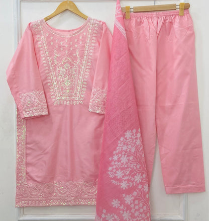 Sitaara Embroidered 3PC (Premium Cotton) D-489