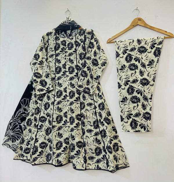 Printed Frocks 3PC (Lawn) D-50