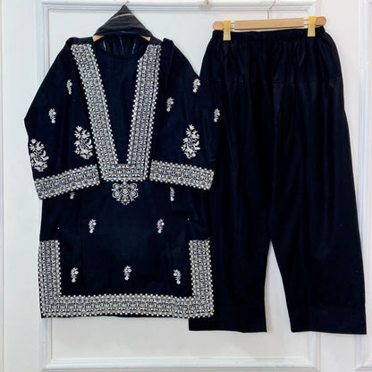 Azure Embroidered 3PC (Premium Cotton) D-369