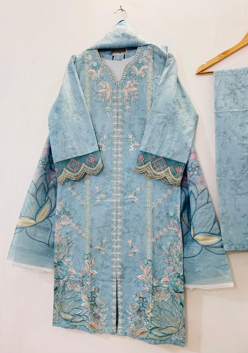Pearlfect Skyblue 3PC (Premium Lawn) D-64