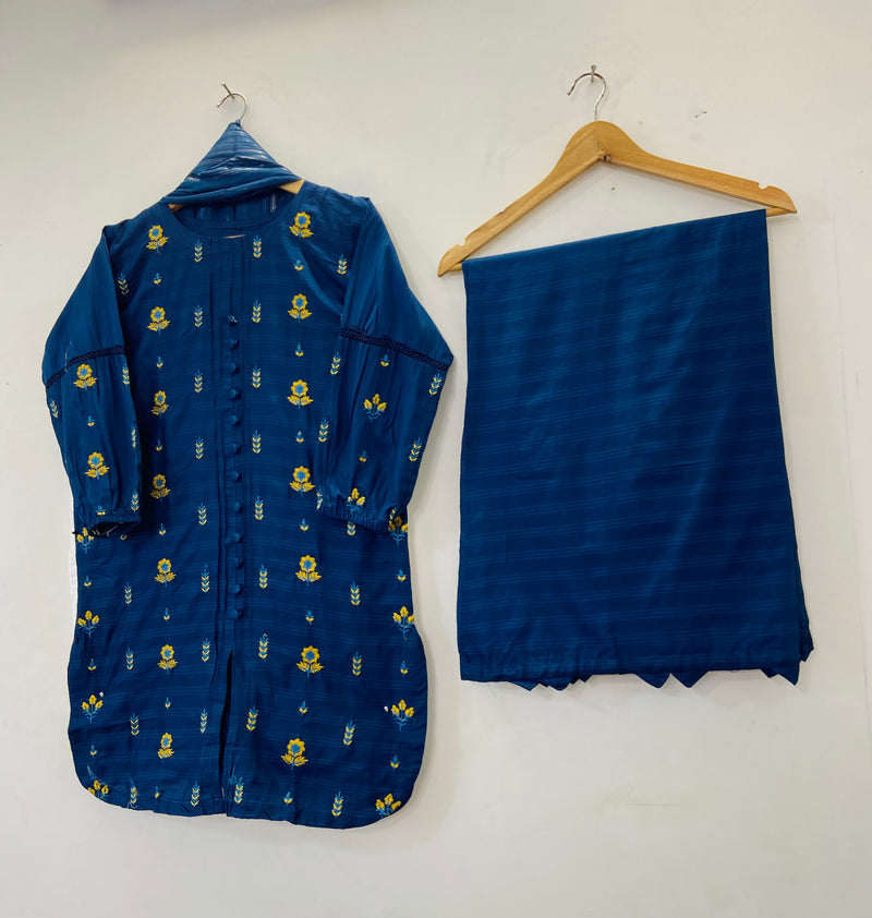 Happy Sunflower Co-Ord Set 3PC (Cotton Lawn) D-35