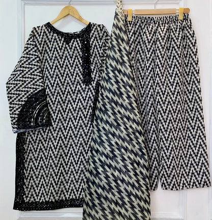 Sequins Embroidered Series: 3PC (Bana Dora Silk) D-367