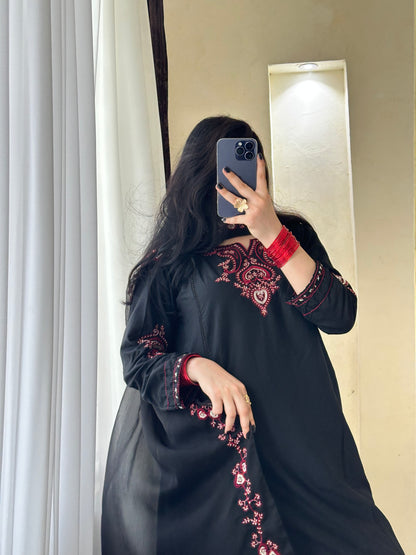 Siyah | Long Frock 3PC D-696