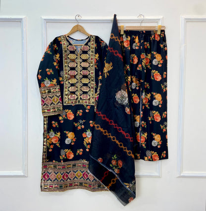 Chandni 3PC (Silk) D-211