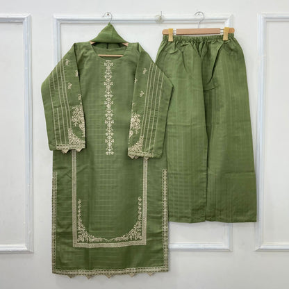 Eid Edit: Embroidered 3PC (Premium Cotton) D-456