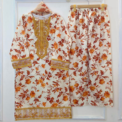 Chandni Embroidered 3PC (Swiss Silk) D-309