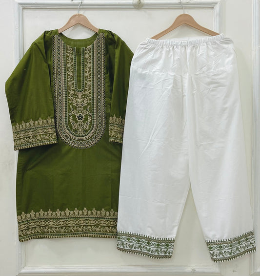 Olive Matcha | Farshi 2PC Cotton D-623