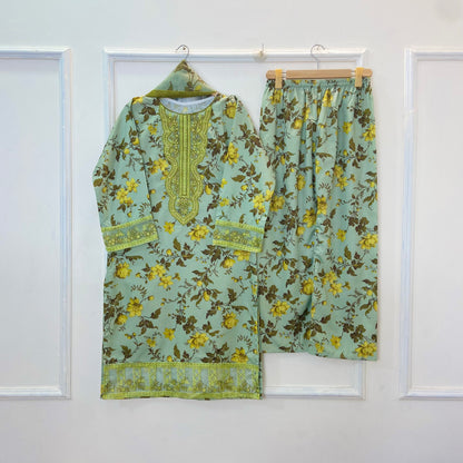 Chandni Embroidered 3PC (Swiss Silk) D-309