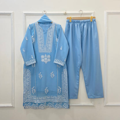 Afroze Embroidered 3PC (Chiffon) D-385