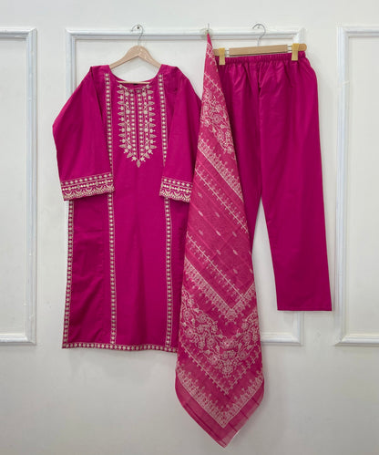Eid Edit: Embroidered 3PC (Premium Cotton) D-449