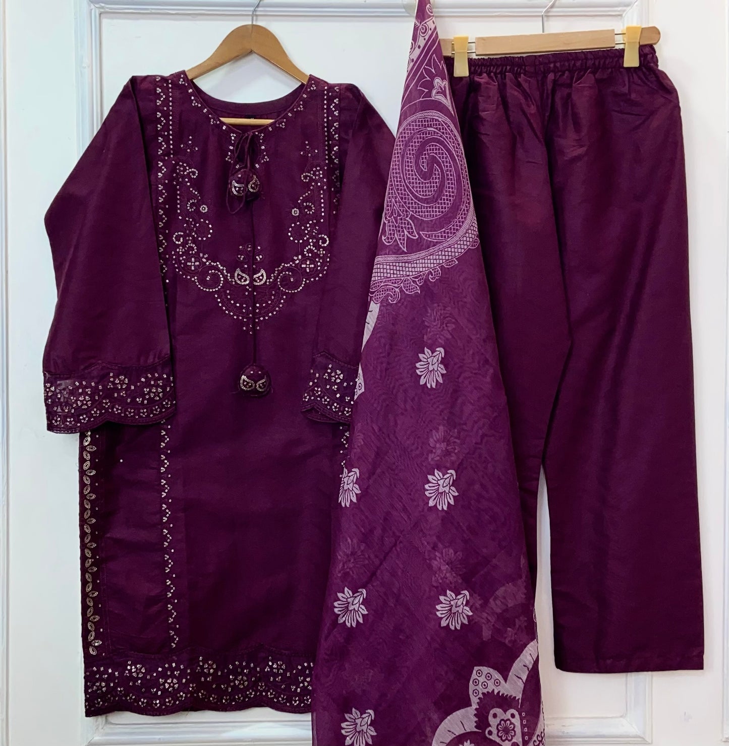 Eid Luxe Embroidered 3PC (Premium Cotton) D-365