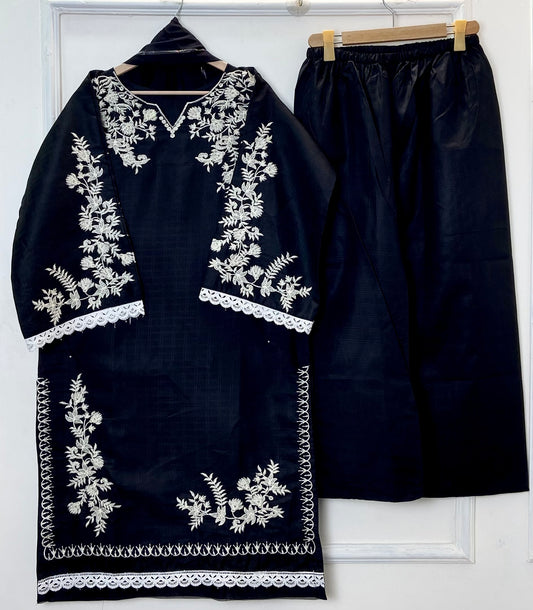 Jall Embroidered 3PC (Premium Cotton) Hit Code D-359
